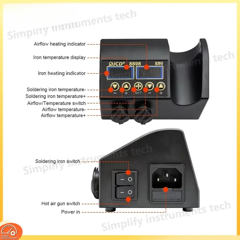 8898 Soldering Station 750W 2  - 2 In 1 Soldering Rework Station 750W 评论和价格