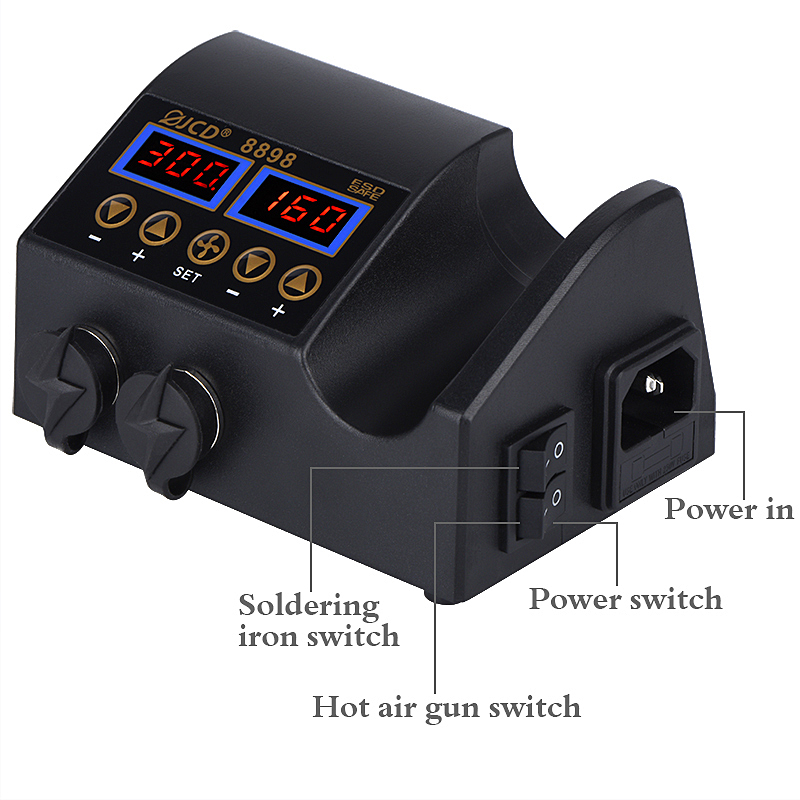 JCD 8898‑16 750W 2‑in‑1 LCD Di - 2 In 1 Soldering Rework Station 750W 评论和价格